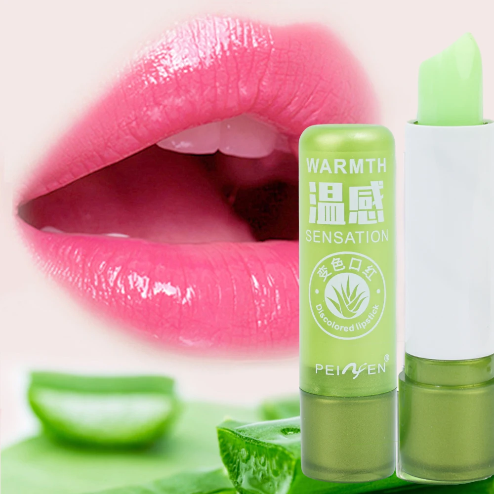 1PC Moisture Lip Balm Long-Lasting Natural Aloe Vera Lipstick Color Mood Changing Long Lasting Moisturizing Lipstick Lips Makeup