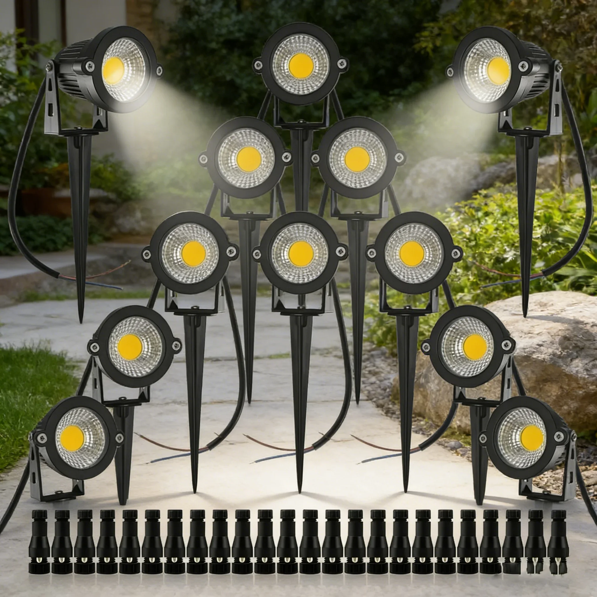 12V/24V Low Voltage LED Landscape Lights 6-16 Pack 5W Waterproof Outdoor Spotlights for Yard Tree Pathway Lawn