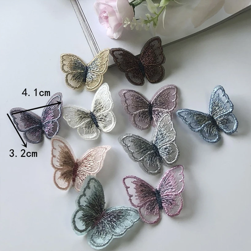 

3D Embroidered Butterfly Patches, Organza Lace, Sew On Patches, Lace Fabric, Neckline Collar, Mesh Embroidery, DIY Decoration