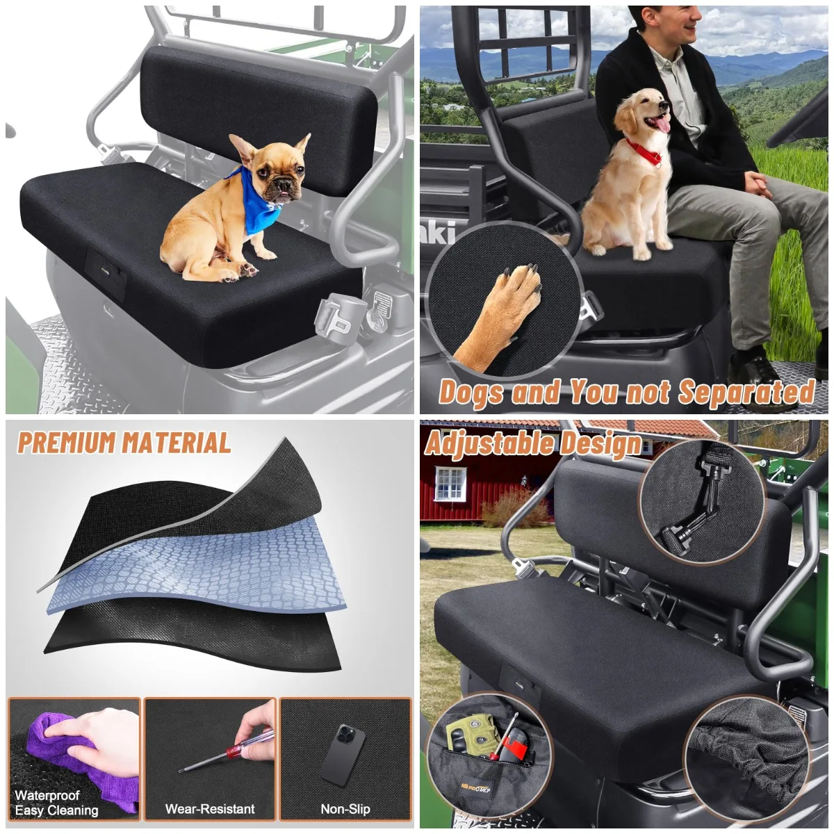 

UTV Mule Seat Covers for Mule 600 610, Heavy-Duty Waterproof with Adjustable Elastic Hem