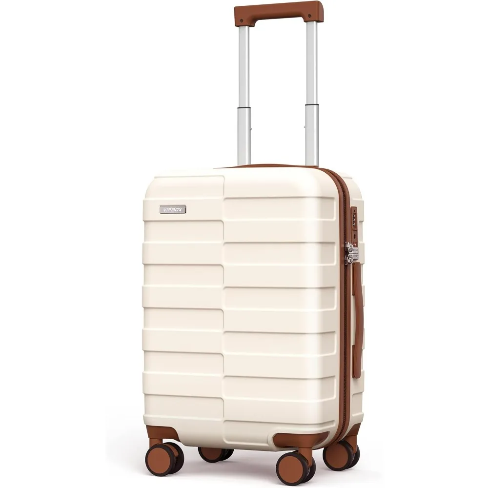

Carry On Luggage 20 Inch Hardside Ultra Durable 100% PC Lightweight Small Travel Suitcase with Wheels TSA Lock, Elegant White