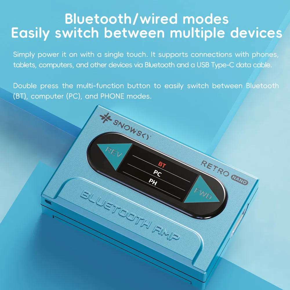 Snowsky/FiiO RETRO NANO Bluetooth DAC ومضخم ضوت سماعة الرأس LDAC/aptX Adaptive/aptX مع 3.5 مم/4.4 مم