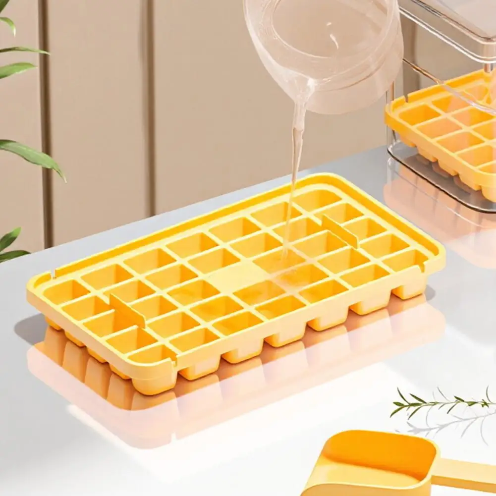 Ice Cube Mold Flexible Ice Cube Tray 34/68-cavity Ice Cube Tray with Lid Scoop Bpas-free Quick Release Mold Storage for Freezer