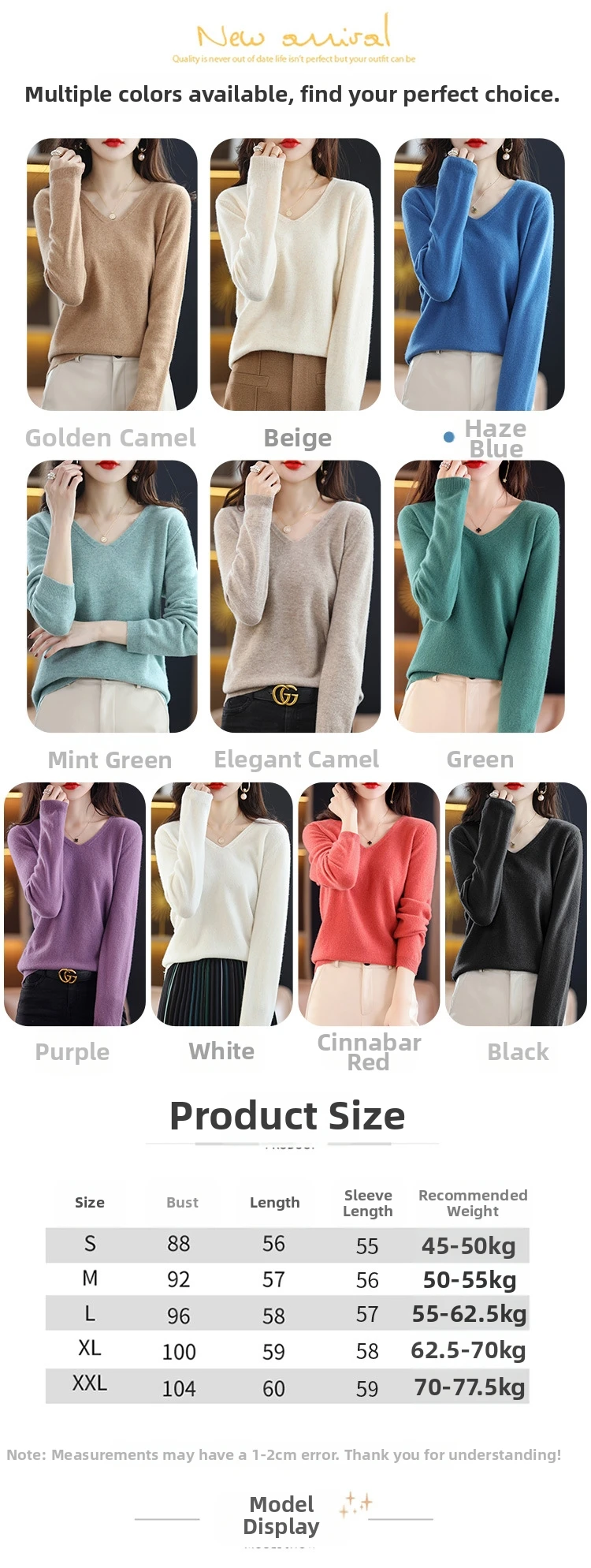 Damen-Pullover mit V-Ausschnitt, Frühlingsschwarz, lockere lange Ärmel, niedriger Kragen, gestricktes Oberteil, Hemd mit Boden