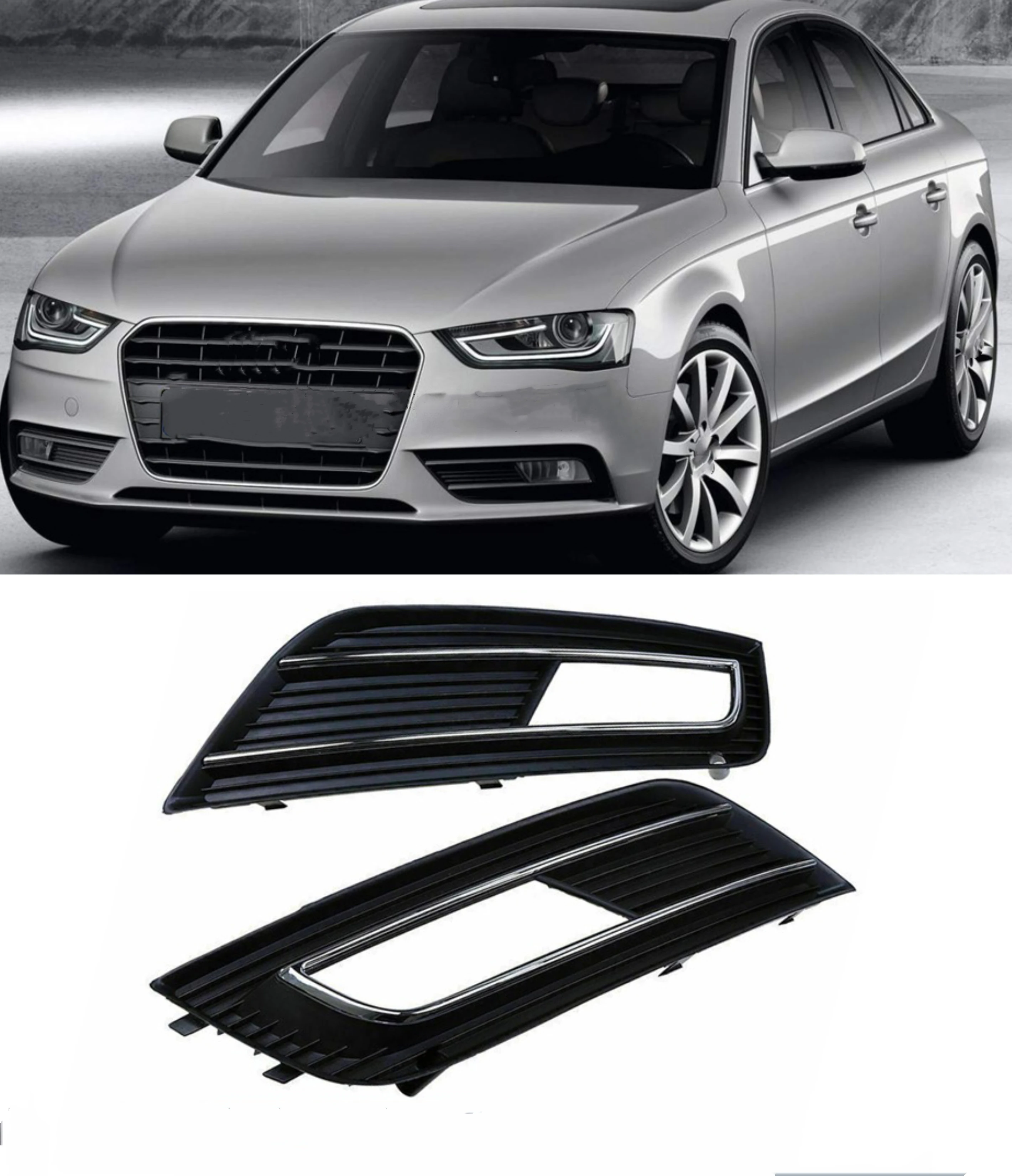

Car Fog Lights Grill Cover Bumper Lower Grille Fit for Audi A4 Quattro B8 B9 2013 2014 2015 2016 8KD807681B 8KD807682B