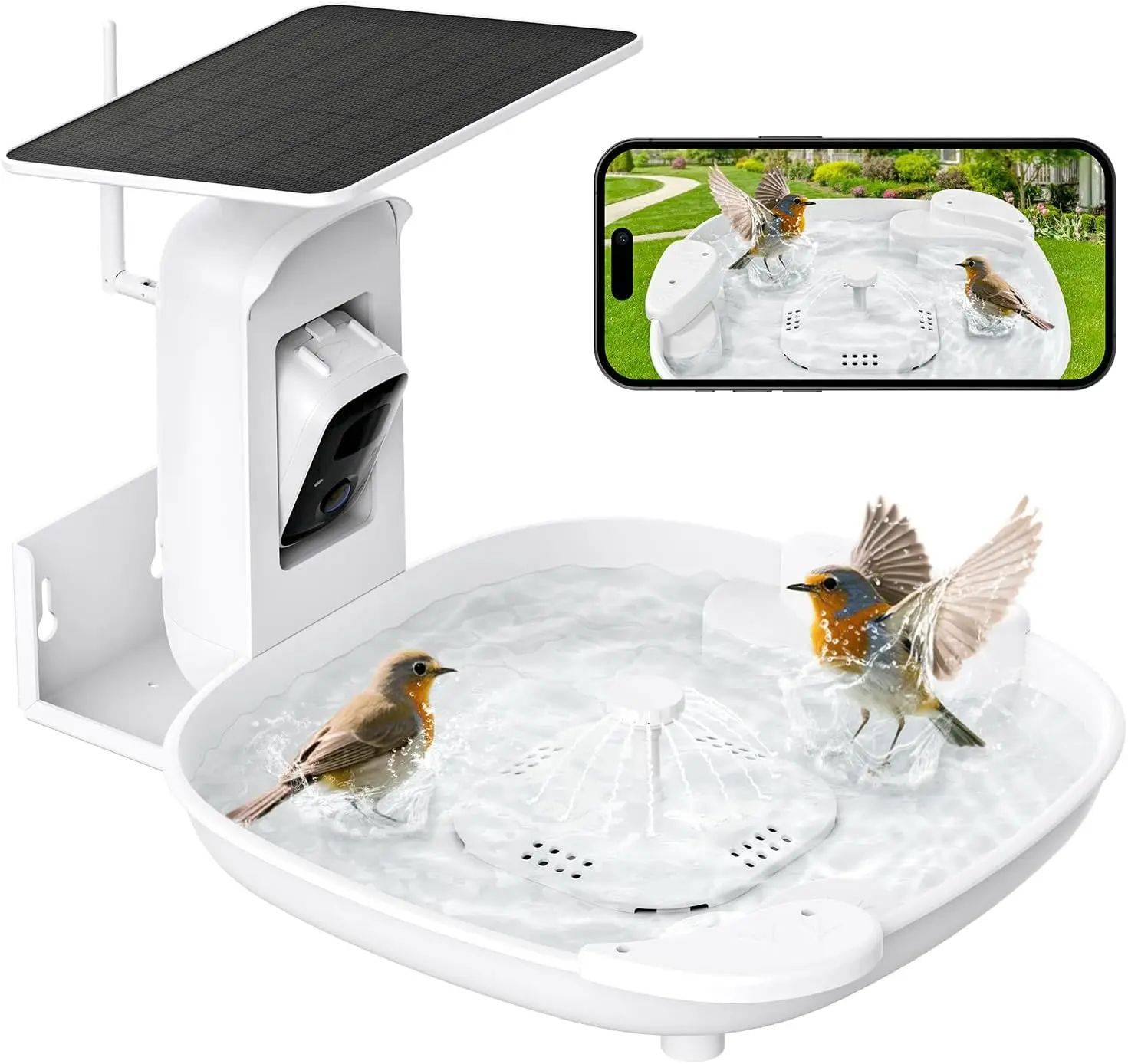 Smart Bird Bath with 2K Camera, Solar Fountain, Auto Capture & Alerts
