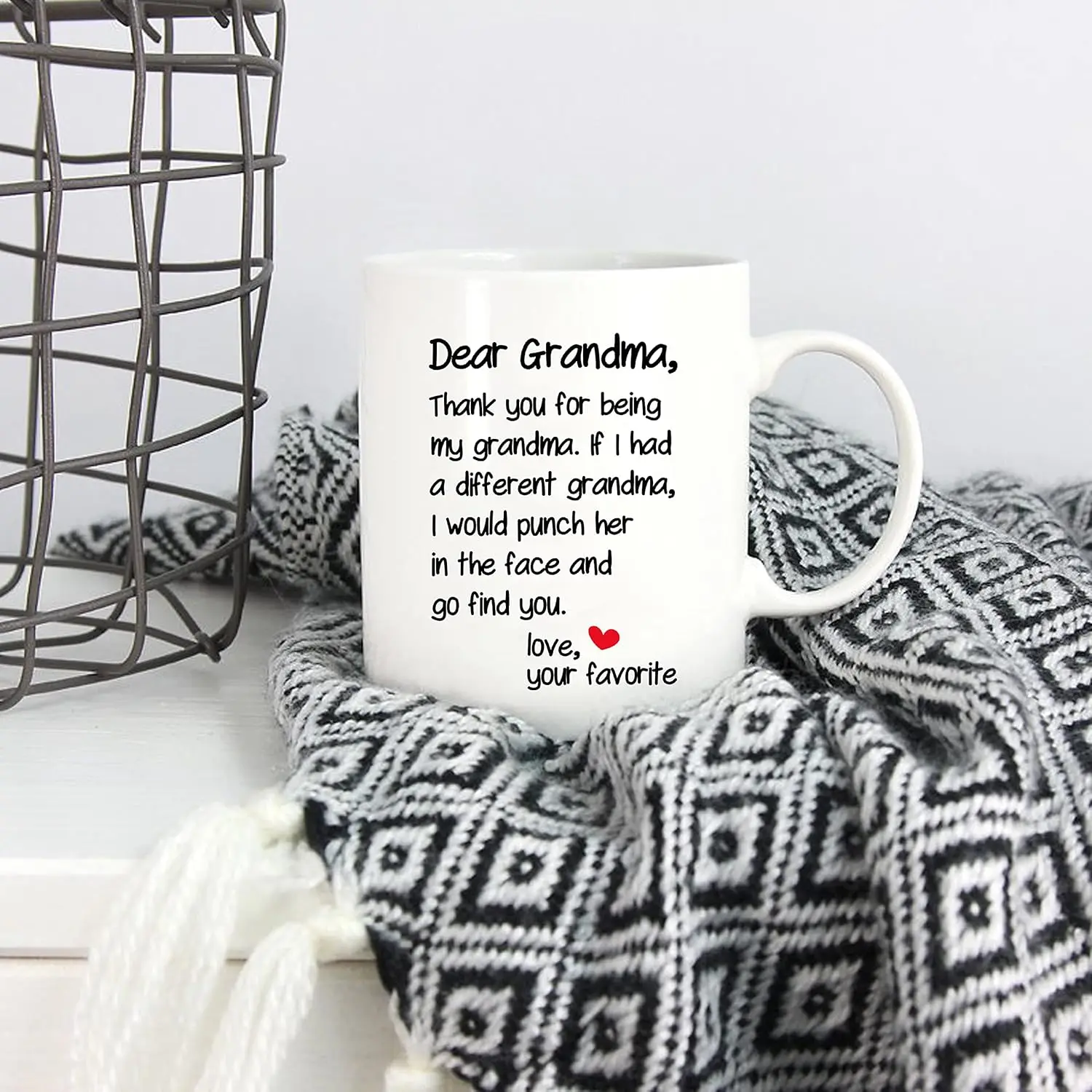 Mother's Day Funny Grandma Coffee Mug Christmas Gifts from Grandson Granddaughter, Dear Grandma, Thanks for Being... Cups 11 Oz