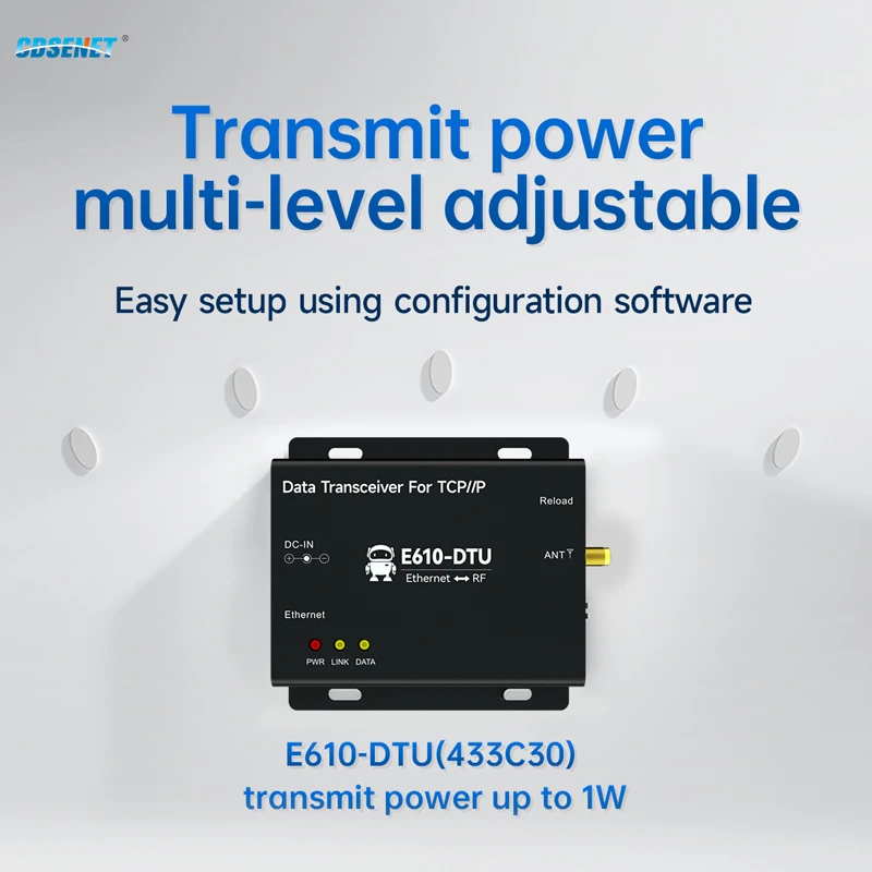 Imagem -04 - Rádio Digital sem Fio 433mhz Cdsenet E610-dtu 433c30e Transmissão Contínua de Alta Velocidade 30dbm de Longa Distância 10km Udp Mqtt Tcp