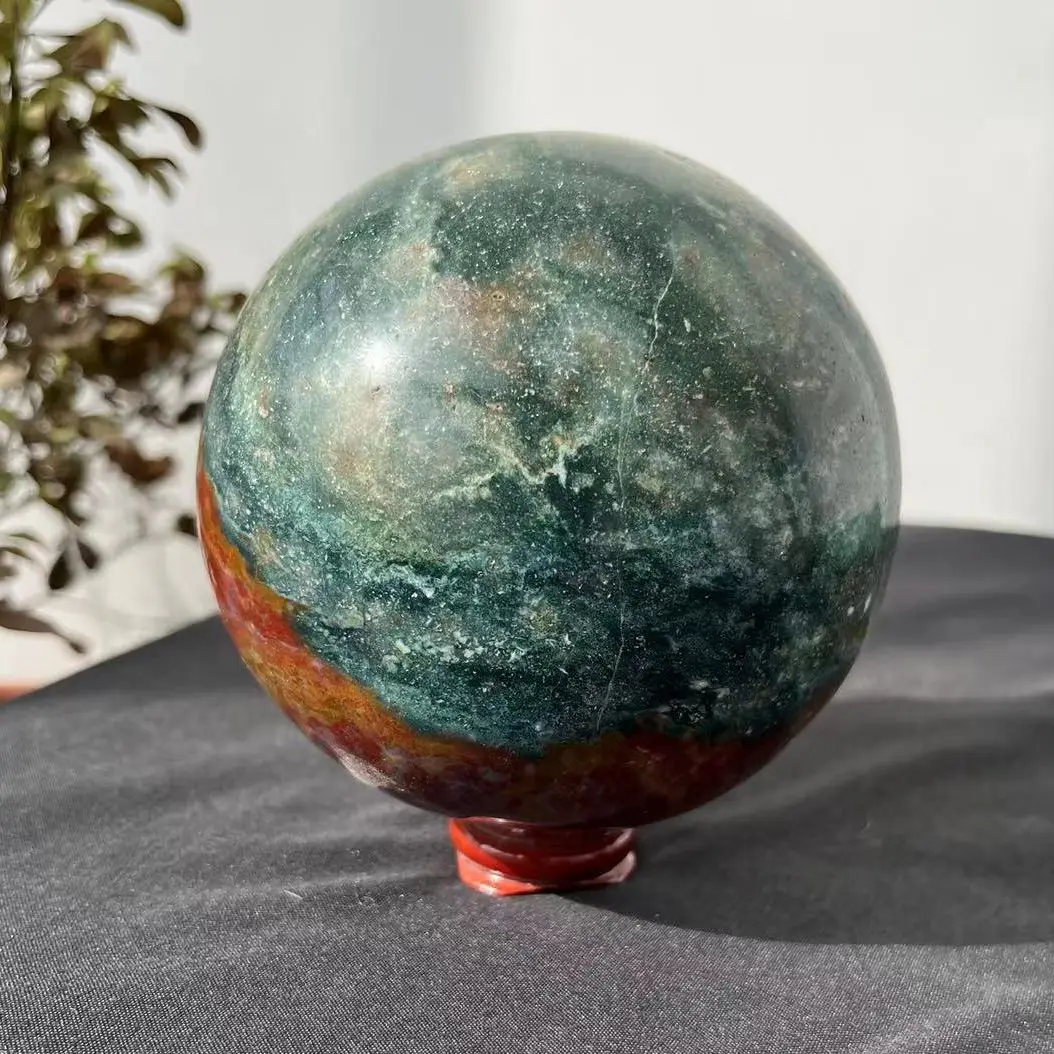 

9-11cm Crystal ball Natural Ocean Jasper Quartz sphere Orb Sea jade Gem Stone Healing