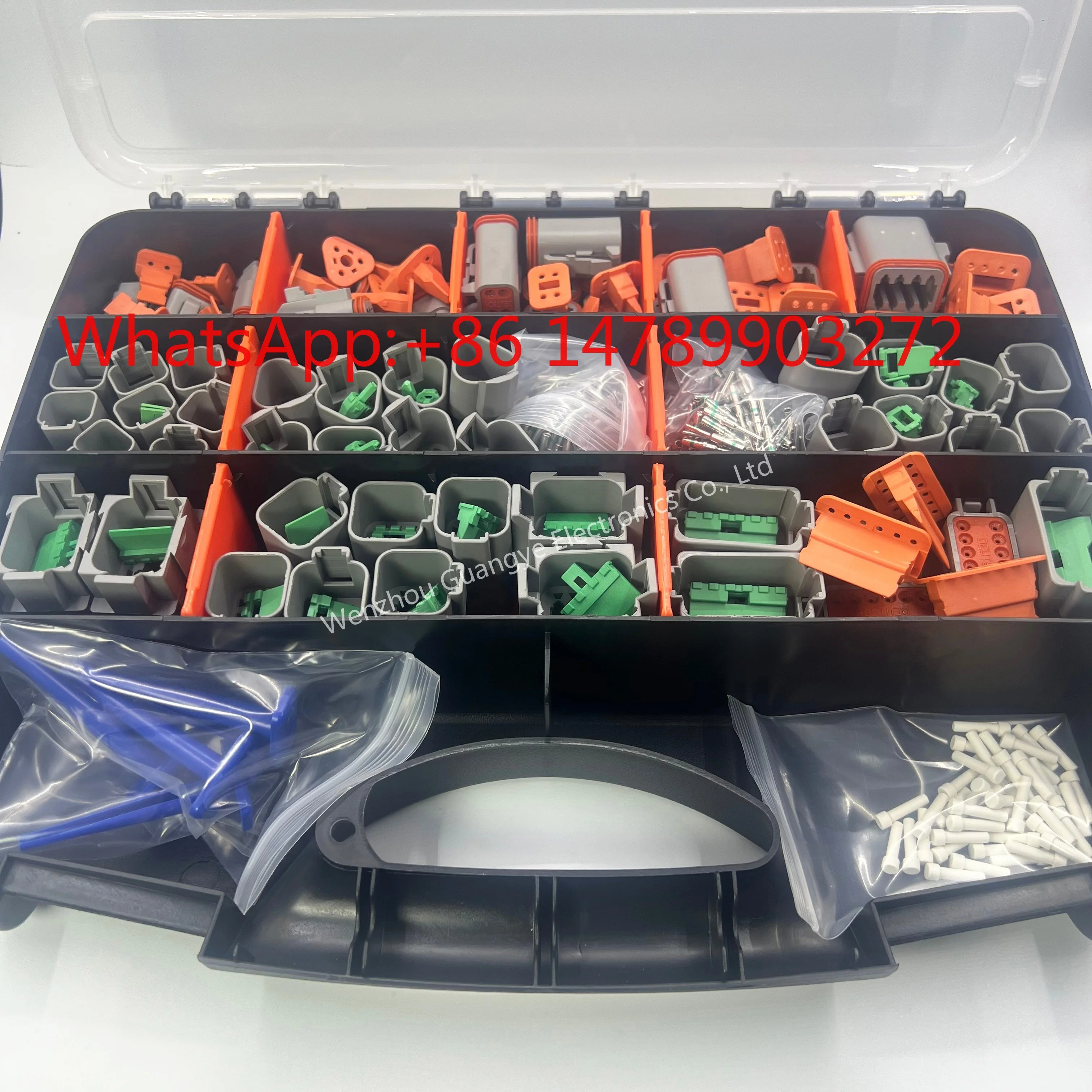 OEM Customized Auto Sealed Deutsch Connector Box 529pcs Terminals High Stability DIN Power DT Male Female Terminals 2 3 4 6 8 12