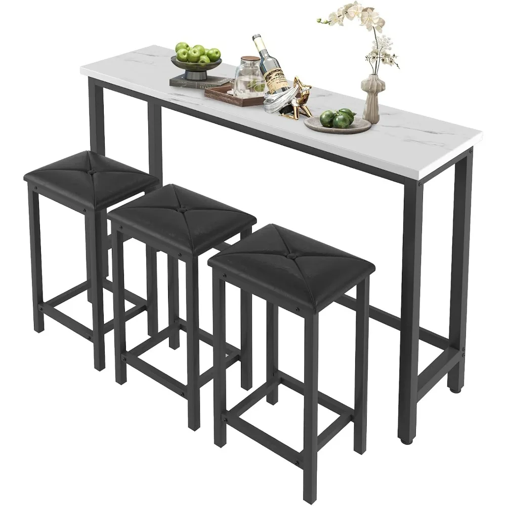 

Bar table, 4-piece set with 3 chairs - iron structure, simple style, easy to assemble, suitable for small spaces, bar table