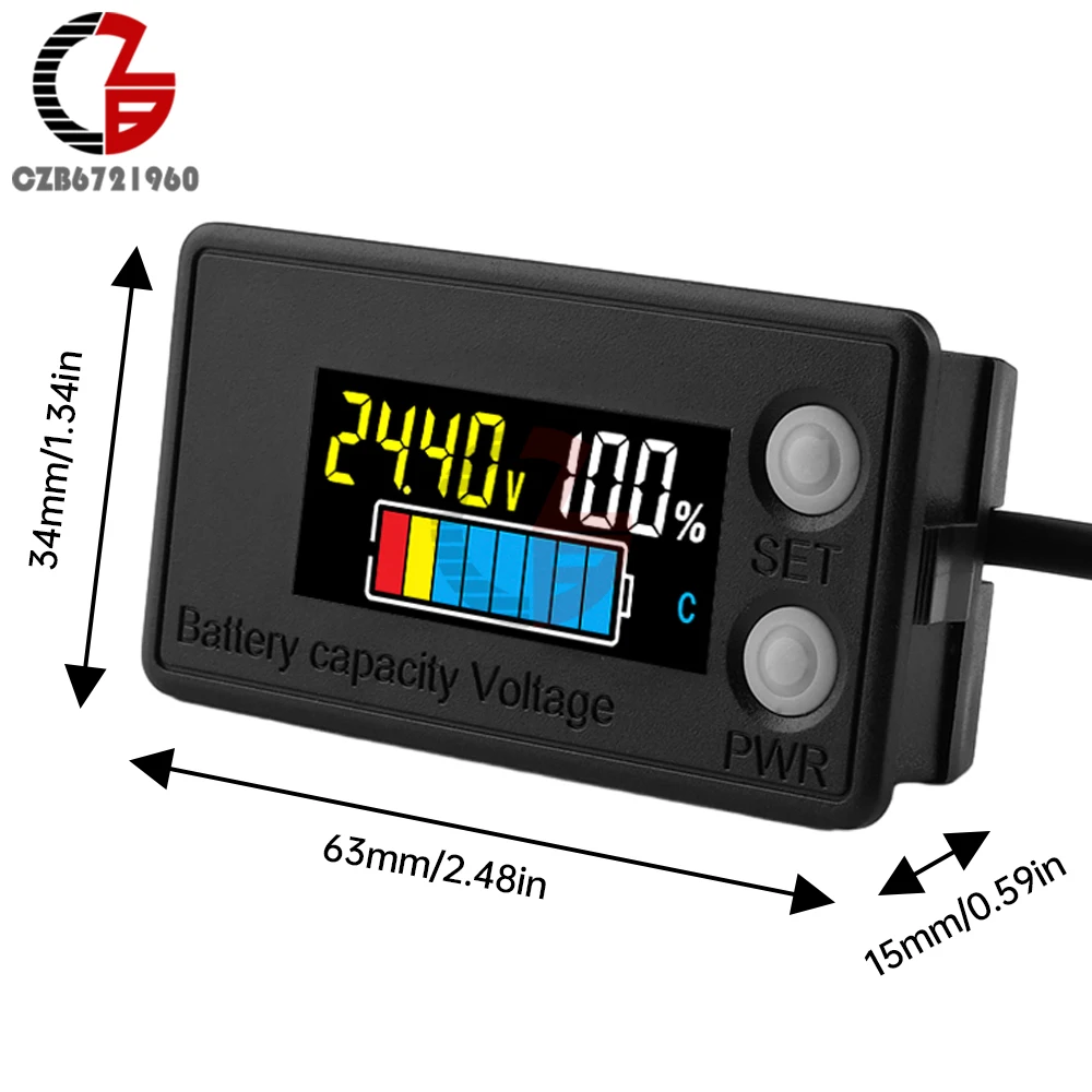 Imagem -06 - Lcd Digital Bateria Capacidade Indicador Impermeável Voltímetro Inteligente Carro e Motocicleta Voltage Meter Battery Tester dc 7100v