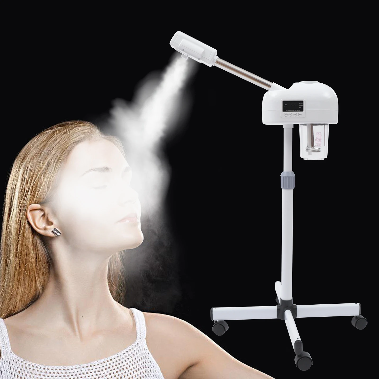 Professional Face Steamer Nano-Ion Ozone Hot Mist Hot Mist with LCD Screen Adjustable Height for Salon Home Spa Aging Reduction