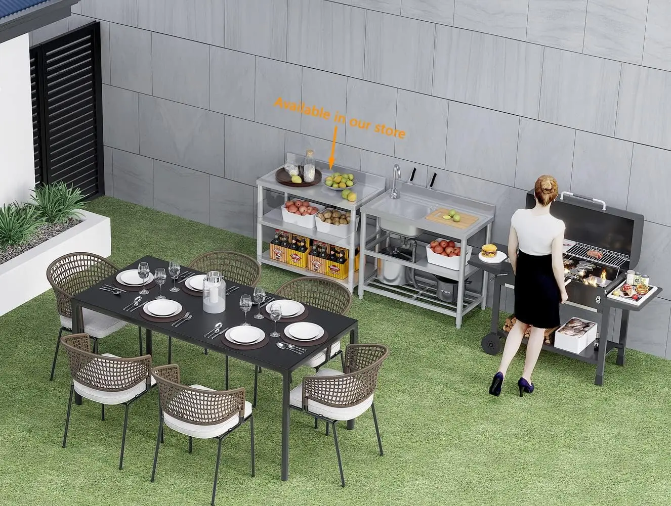 Free Standing Stainless-Steel Single Bowl Commercial Restaurant Kitchen Sink Set w/Faucet & Drainboard, Washing Hand Basin