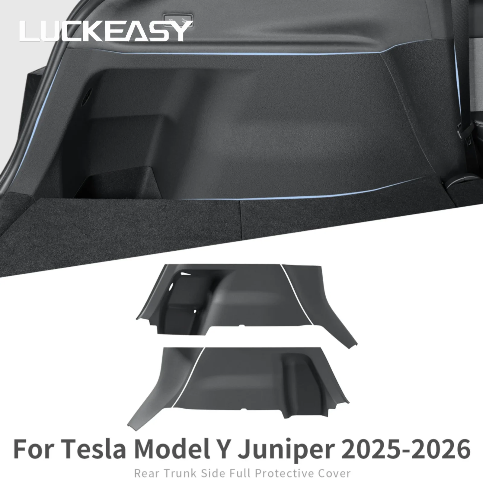 LUCKEASY for Tesla Model Y Launch 2025 2026 Juniper Rear Trunk Side Anti-Kick Pad Full Coverage Protection Kit Anti-dirty Pad