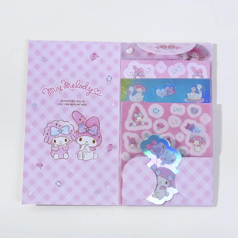 Sanrio Good Time Hand Account Sticker Set Cute Cartoon Kuromi Cinnamoroll Melody Hello Kitty Hand Account Material Stickers