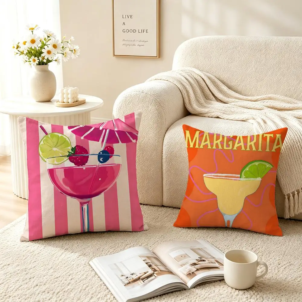 Art Margarita Cocktail Art Cushion Cover Pillow Short Plush fresh natural Cushion for Living Room Bedroom Sofa Home Decoration