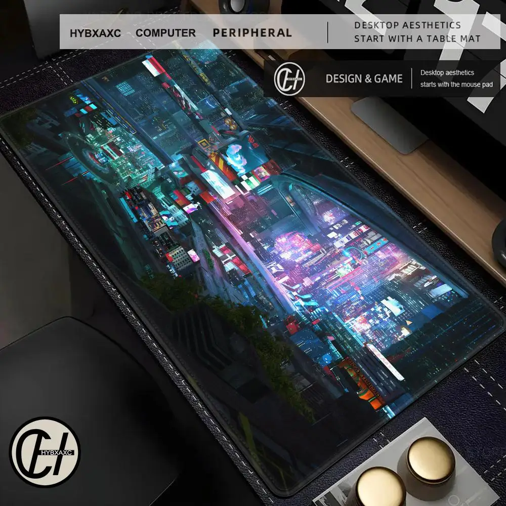 Future City Night Scene Science Fiction SF XXL Mouse Pad Large Computer Laptop Non-slip Office Keyboard Mats Desk Mat Mousepad