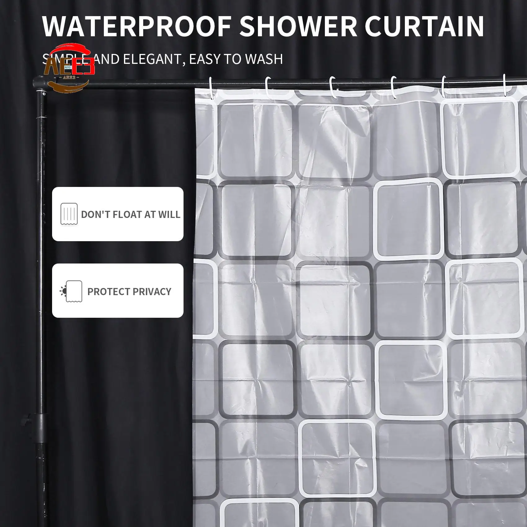 

AEE3-водостойкая занавеска для душа с 12 крючками для туалета в ванной комнате