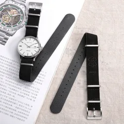 HEMSUT Genuine Leather Watch Band Suede One Piece Style  Military Wrist Strap Vintage 18 20 22mm Replacement Wrap for Men Women