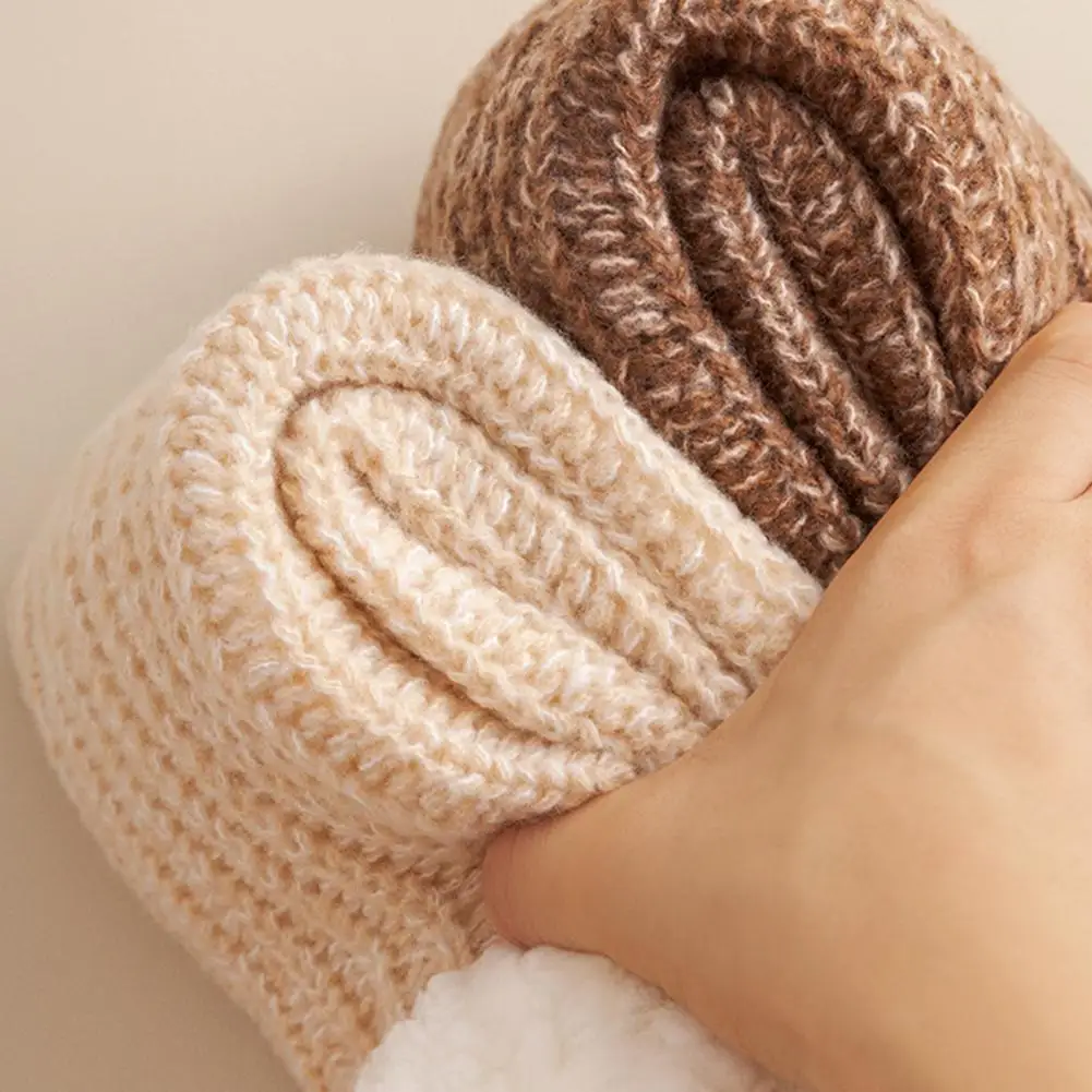 

Эластичные носки с манжетами, носки для экипажа на флисовой подкладке, теплые носки-тапочки с нескользящими ручками, утолщенные нечеткие зимние носки для женщин