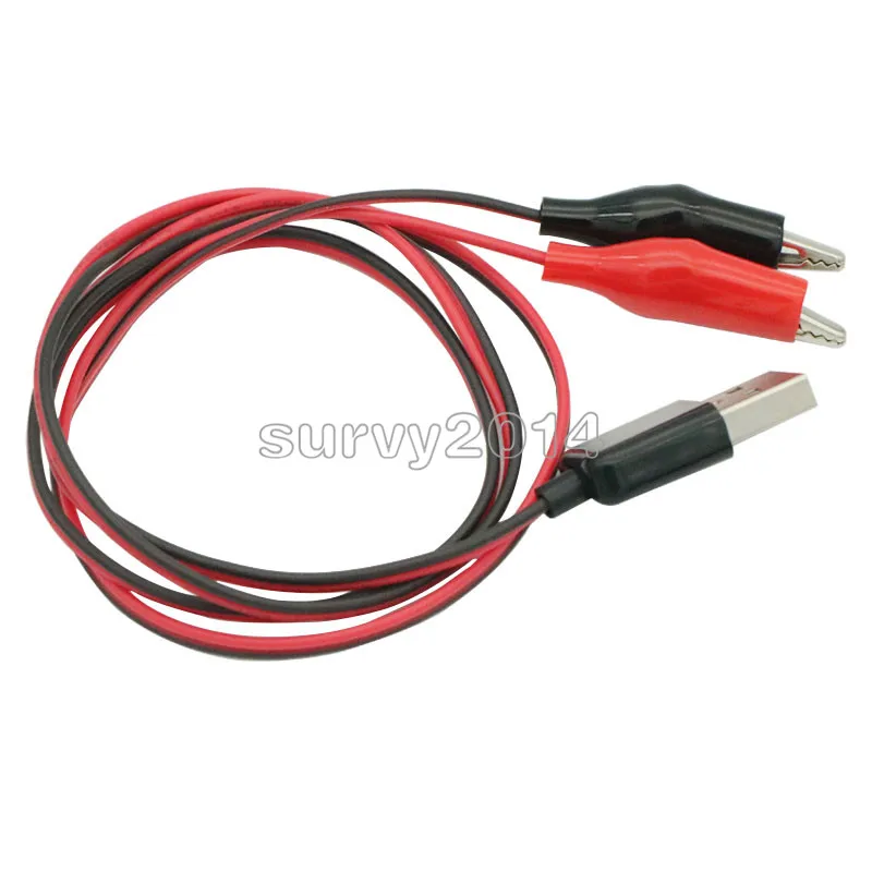 Испытательные зажимы типа «крокодил» к USB разъему «папа», провод адаптера питания 60 см