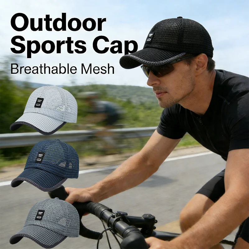 Sommer-Baseballkappe Atmungsaktive Mesh-Radfahrer- und Wanderkappe Sonnenschutz Verstellbare Outdoor-Sportmütze für Männer und Frauen Golf Laufen Trucker-Hut