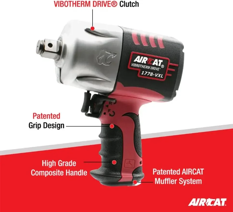 AIRCAT Pneumatic Tools 1778-VXL 3/4-Inch Vibrotherm Drive Composite Impact Wrench : Ergonomic Impact Wrench : Compact & Low