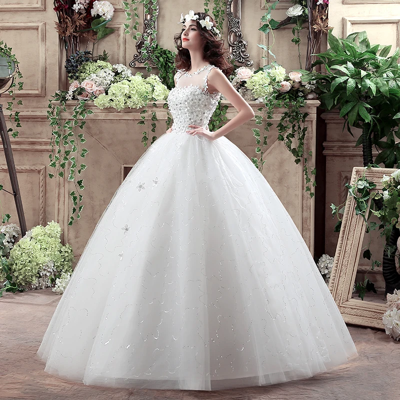 

XXN004 Simple O-Neck A-Line Korean Wedding Dress Bridal Gown for Photo shoots Customized Vestidos Novias Boda Women
