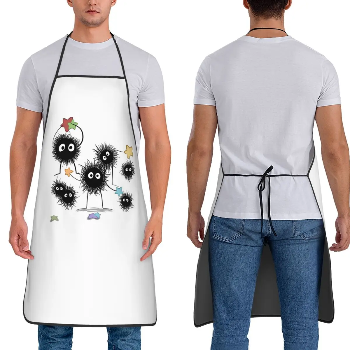 Group Of Soot Sprites With Stars Apron Chef Cooking Tablier Waterproof Bib Kitchen Cleaning Pinafore for Women Men Gardening