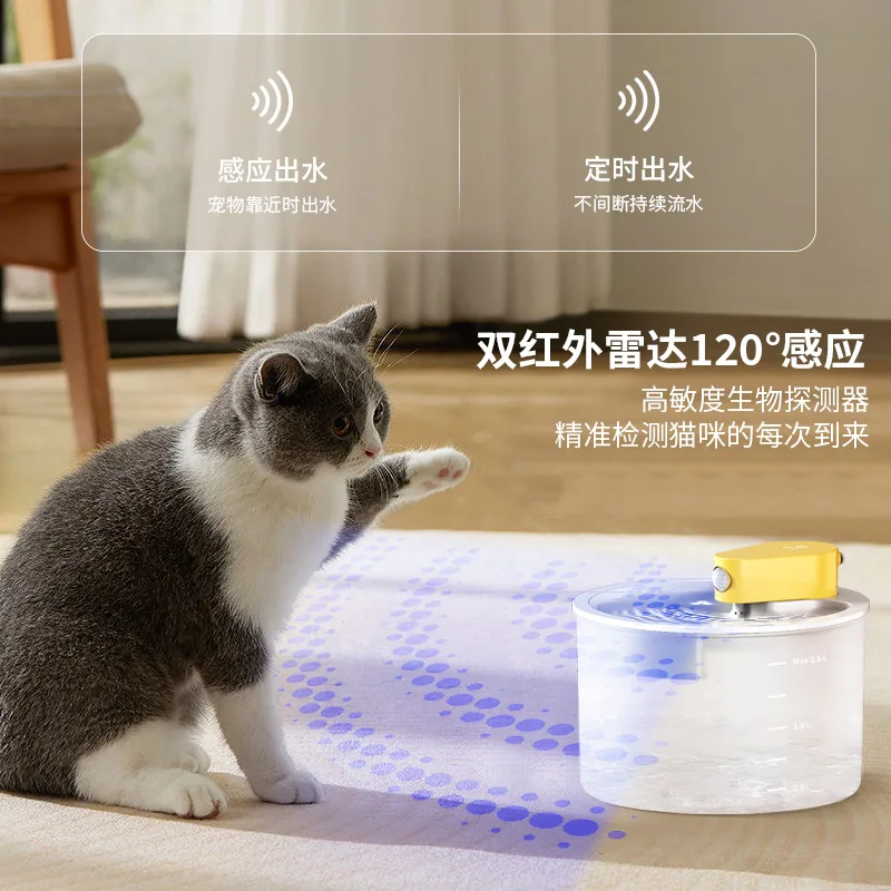 Wireless cat water dispenser, automatic circulation filtration, unplugged constant temperature water dispenser