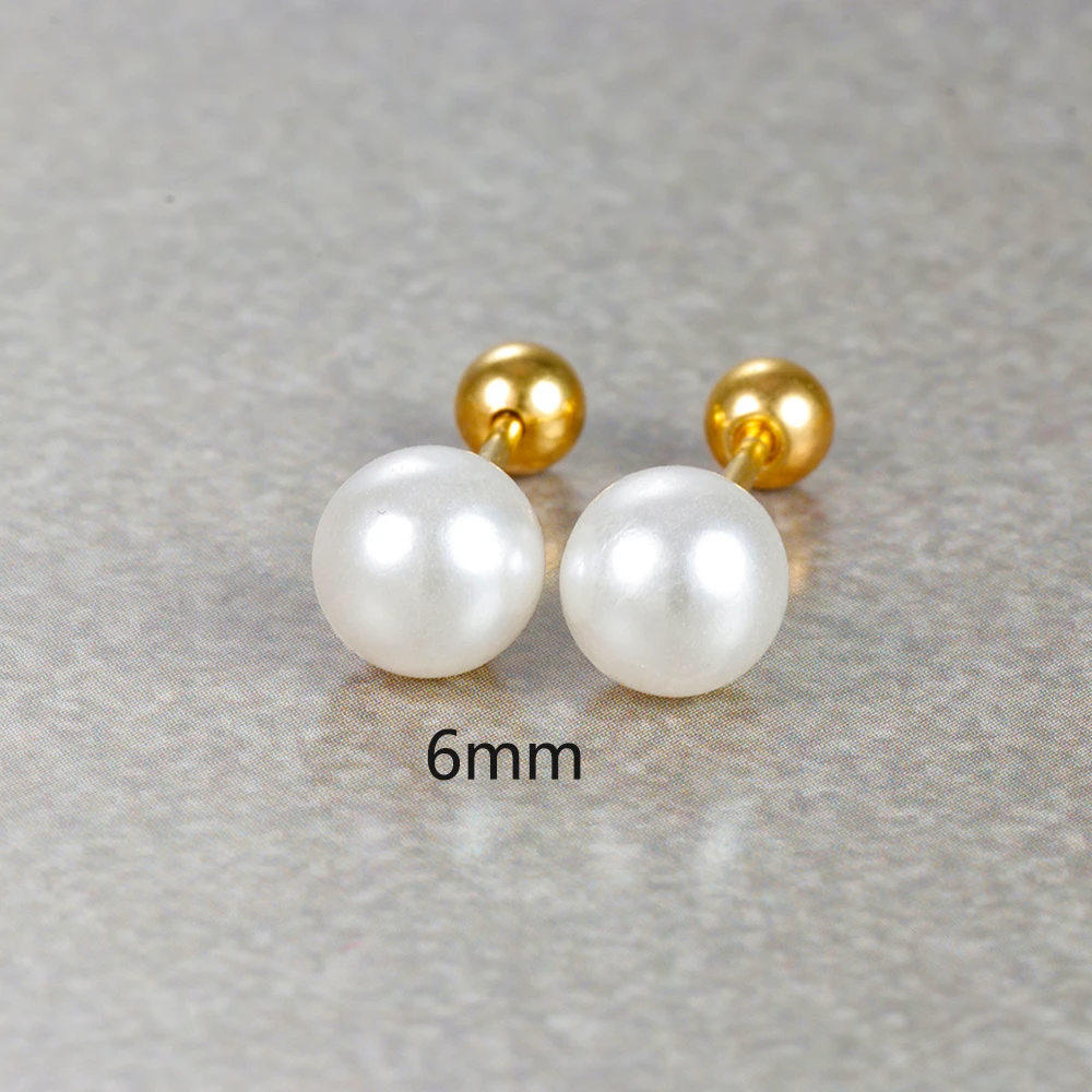 2pcs Simple Pearl Piercing Stud Earrings for Women 2023 Jewelry Stainless Steel Earring for Mother Day