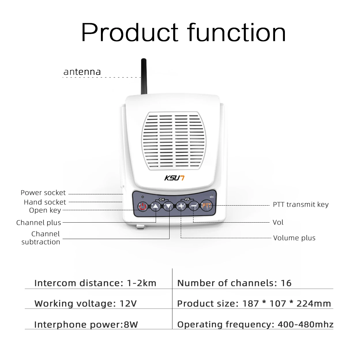 Amplificador de voz portátil do transceptor de rádio em dois sentidos do walkie talkie da montagem da parede do altifalante com megaphone 120db ksun x-grande sp