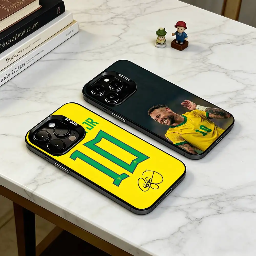 

N-Neymar Jr 10 Brazil Football Phone Case For iPhone 17,16,15,14,13,12,11 Plus,Pro Max,XS,Colorful Silver Black Cover