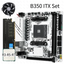 JGINYUE AM4 ITX Motherboard Set B350 Chip Ryzen 3-5-7 DDR4 Dual Channel Memory Max 32GB 2.5G Lan Support 2 M.2 XMP Motherboard