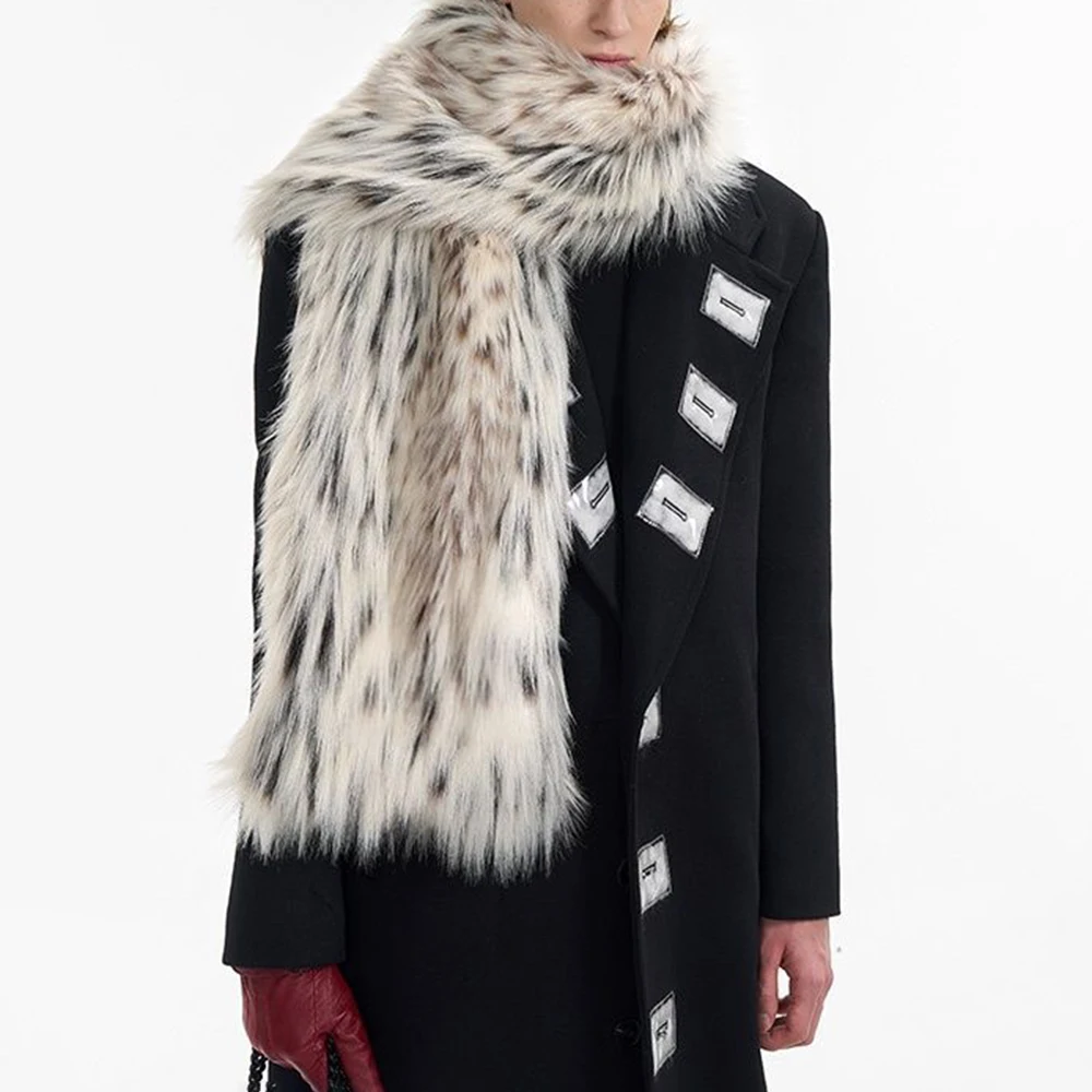 Furry Warm Color Blocked Faux Fur Scarf Winter Genderless Fashion Youth Trendy Thick Comfort Versatile Scarf Unisex 2026 New