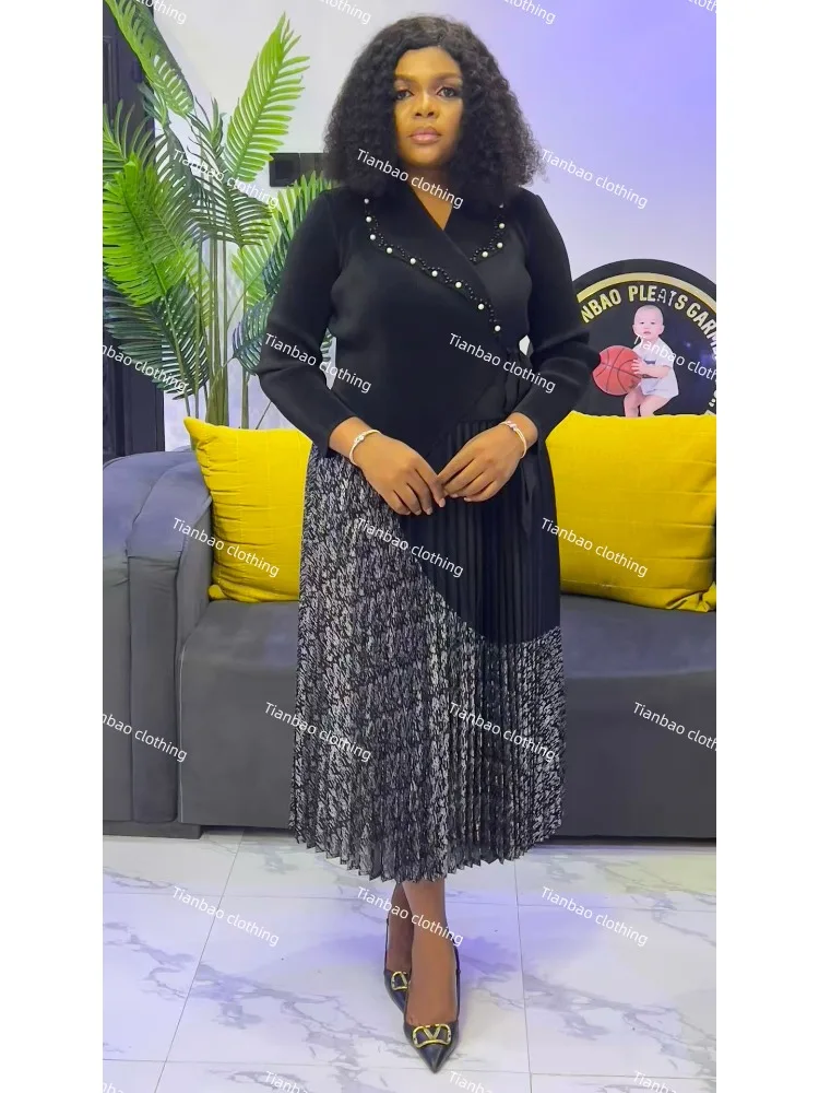 مياكي الطيات 2025 الخريف جديد البرنز الربط فستان البدلة طوق حبة حزام فضفاض فساتين حريمي #6