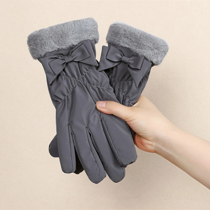 Plush Down Cotton Gloves New Winter Fleece Cold Weather Gloves Cotton Thickened Warm Women's Gloves Touch Screen Ski Gloves