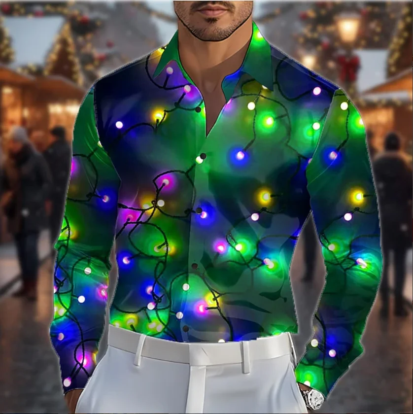 

Новая мужская рубашка с 3D принтом звездного света, повседневная модная красочная рубашка с воротником и пуговицами, рубашка с длинным рукавом, топ