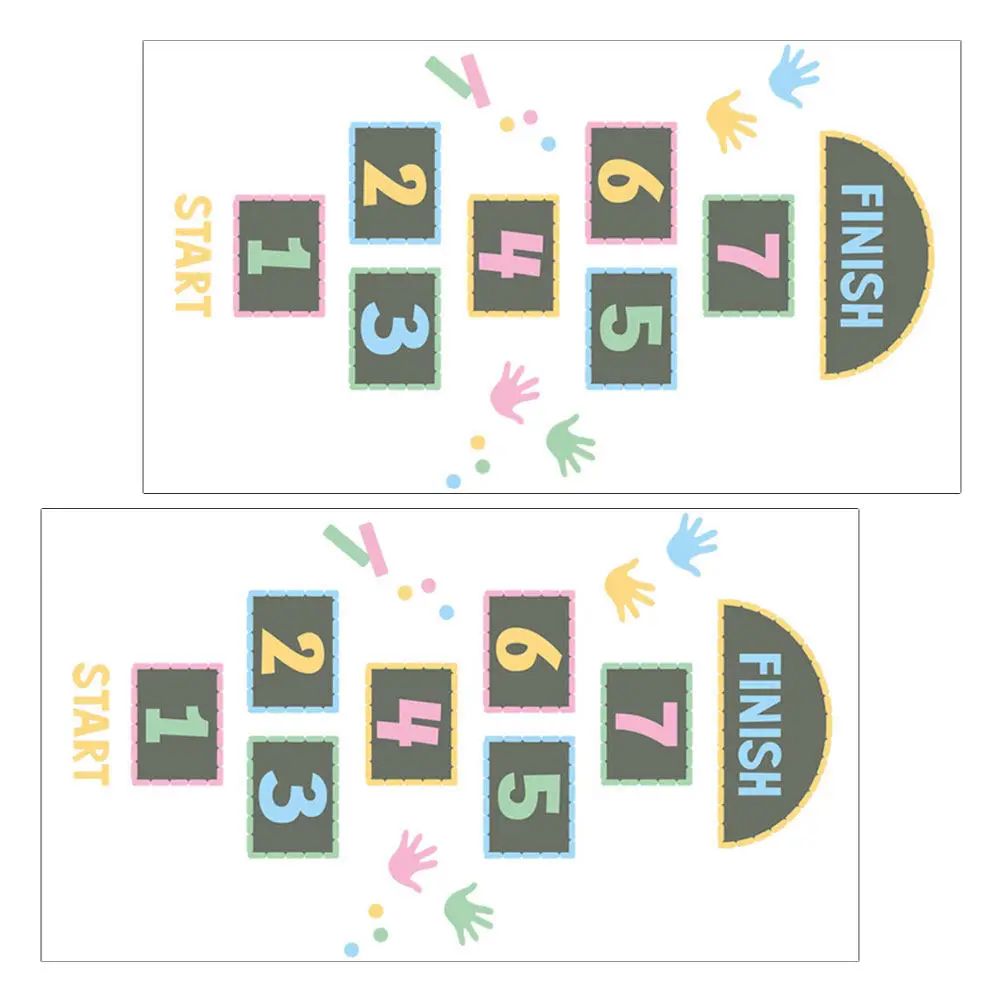 2Pcs Hopscotch Number Room Sticker Floor Wall Decorative Decal for Children Learning Numerical Awareness Self-Adhesive Removable