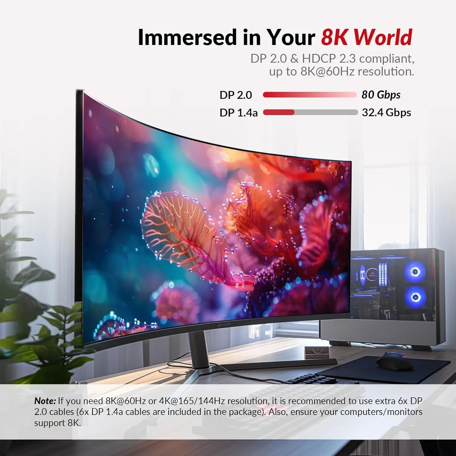 (سطح المكتب فقط) محطة إرساء محول AV Access 8K KVM لشاشتين وشاشة ثلاثية، 6 كابلات DP، DisplayPort 2.0 (iDock D23) #3