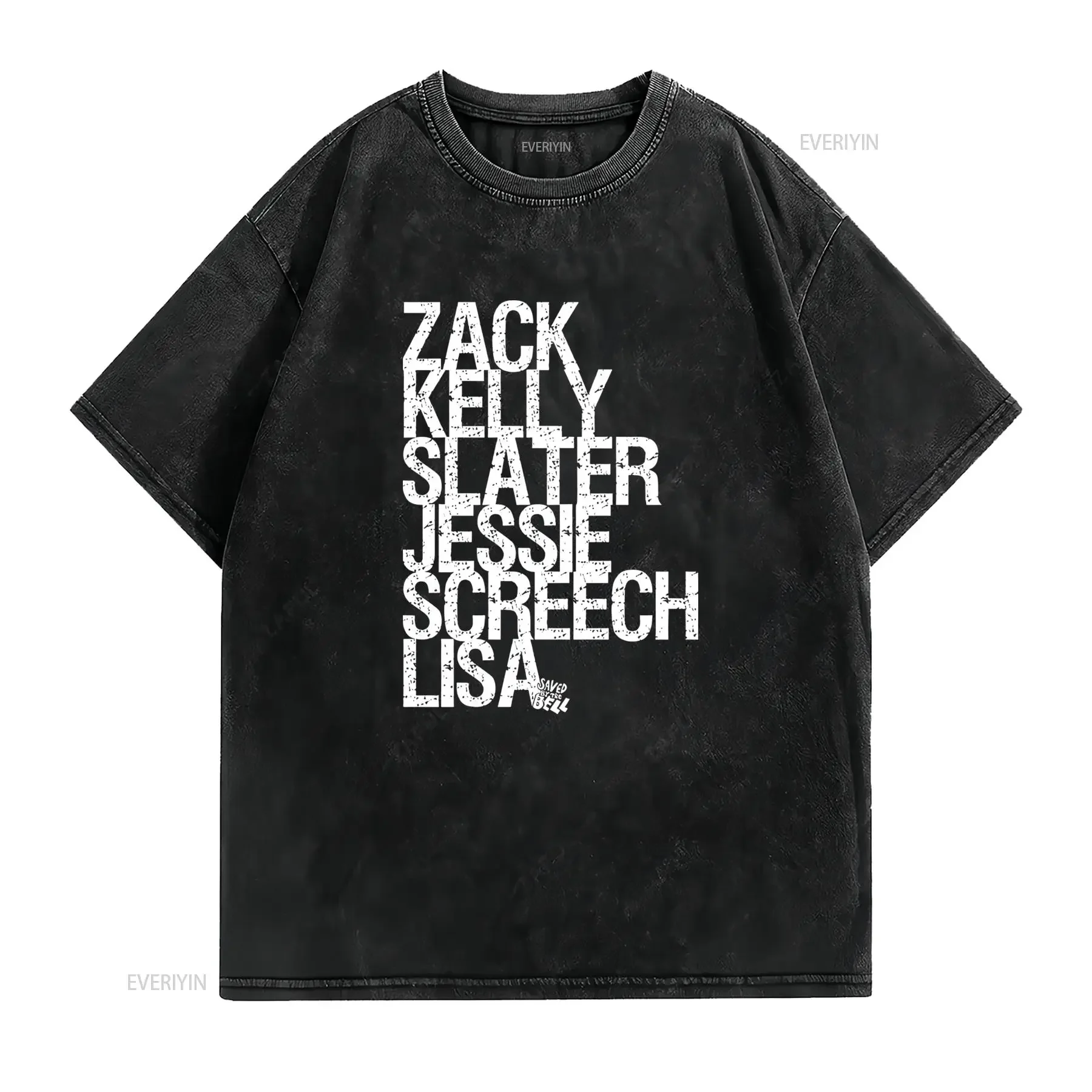 Vintage Retro 90s TV Sitcom Character Names Stacked Text Print Casual Streetwear T Shirt vintage Washed graphic Stylish