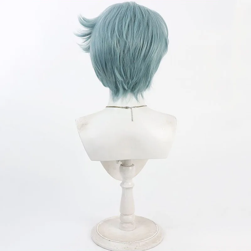 New Anime Vtuber Freodore Cosplay Wig Blue Short Hair Heat Resistant Synthetic Wigs Halloween Carnival Prop