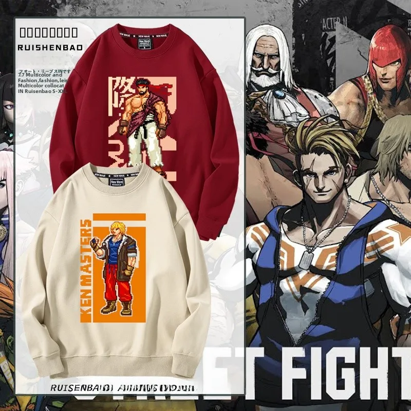 

Мужская толстовка Street Fighter 6 Round Ne Fce Lined Loose Fit, молодежная, повседневная, удобная, из смеси хлопка и полиэстера