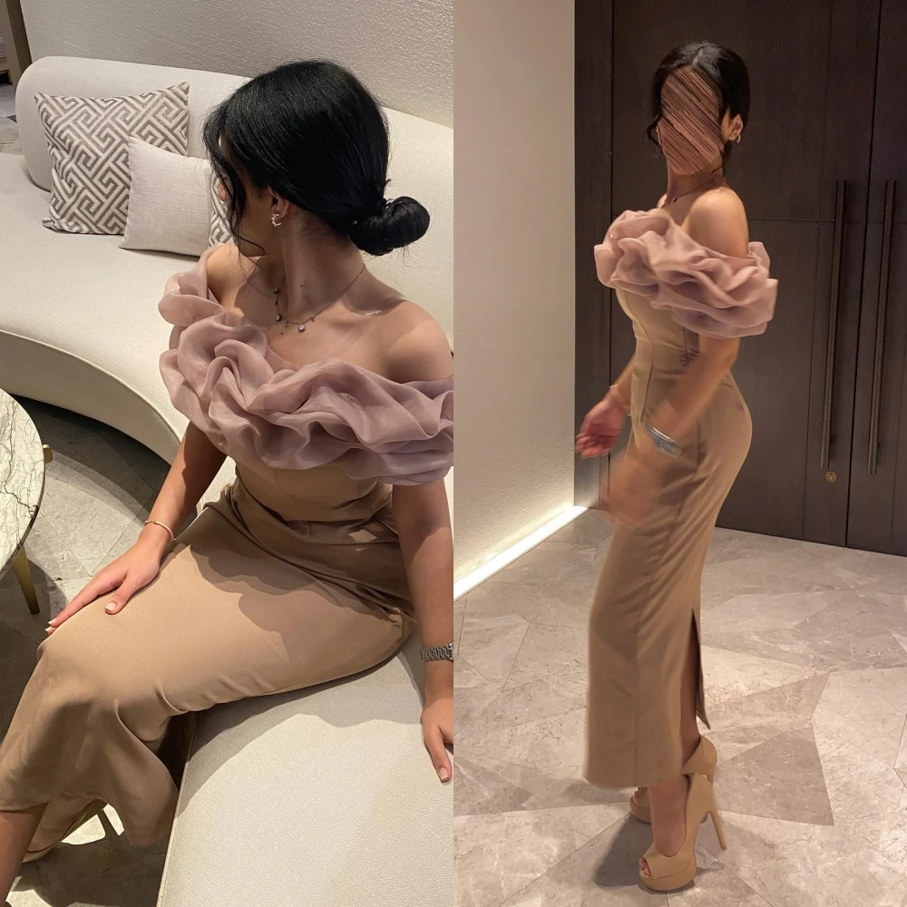 

Jiayigong Jersey Pleat Ruched Graduation A-line Off-the-shoulder Bespoke Occasion Gown Midi Dresses Saudi Arabia