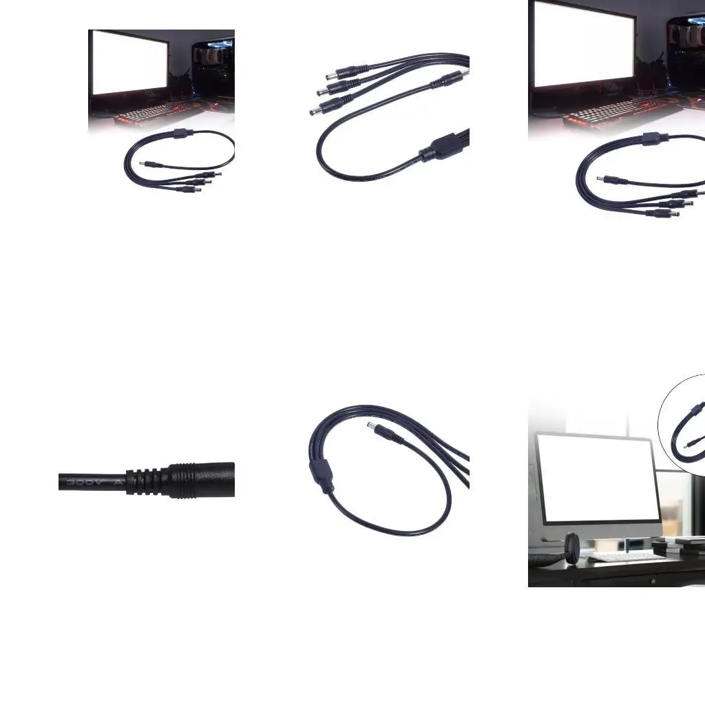 

Y1UB DC5521 Splitter Cable DC5.5mmx2.1mm Connectors Wire for LED Light Bar Speaker