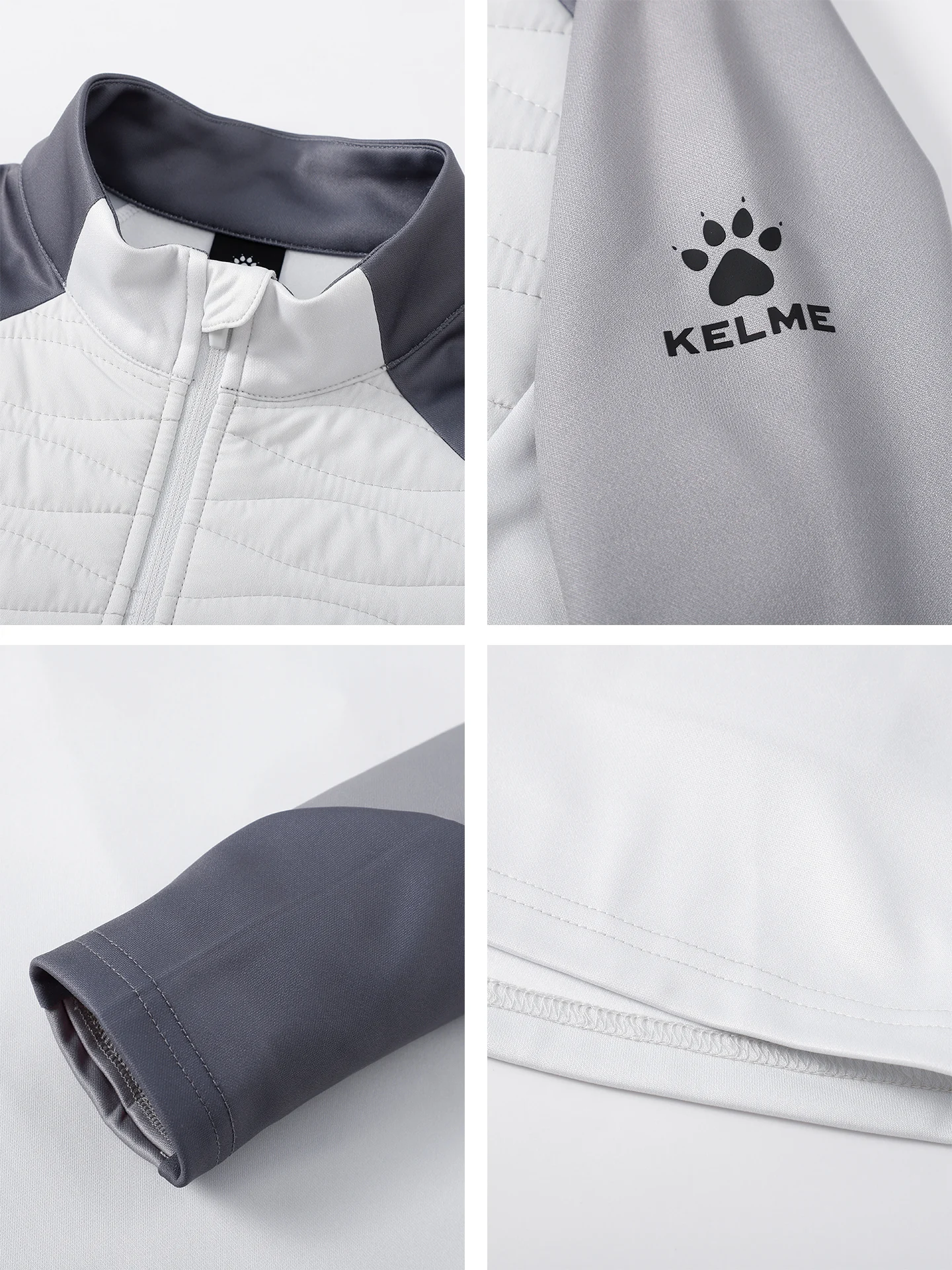 Kelme Children's Football Training Clothing Winter Half Zipper Hoodie Outdoor Velvet Running Windproof Sports Long Sleeve