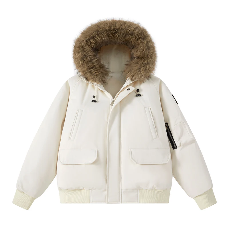 

Парная свободная хлопковая куртка для мужчин, утепленная пухом, осенне-зимнее пальто, молодежный тренд, с воротником-стойкой, 100% полиэстер