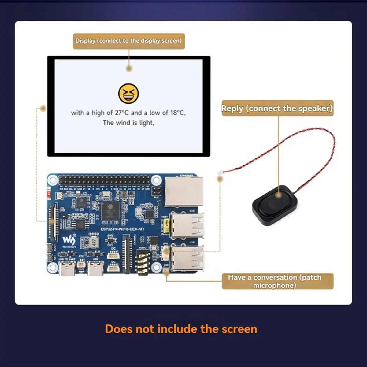 SCLS  -P4 Development Board with Speaker -P4/C6 Dual-Core RISC-V Wi-Fi 6/BT5 Support Xiaozhi AI