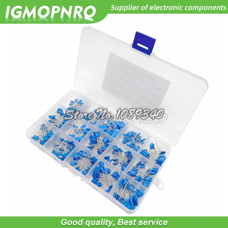 15Values*20PCS Capacitor Set High Voltage Ceramic Capacitors Assortment Assorted Kit Box 1nF 2.2nF 10nF 22nF 0.47nF 0.56nF-10nF